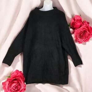 Topshop Women’s Black Oversize Boat Neck Sweater Dress size 12 Knit Pullover